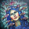"La gardienne des océans" 60x60cm / 1000 eur.