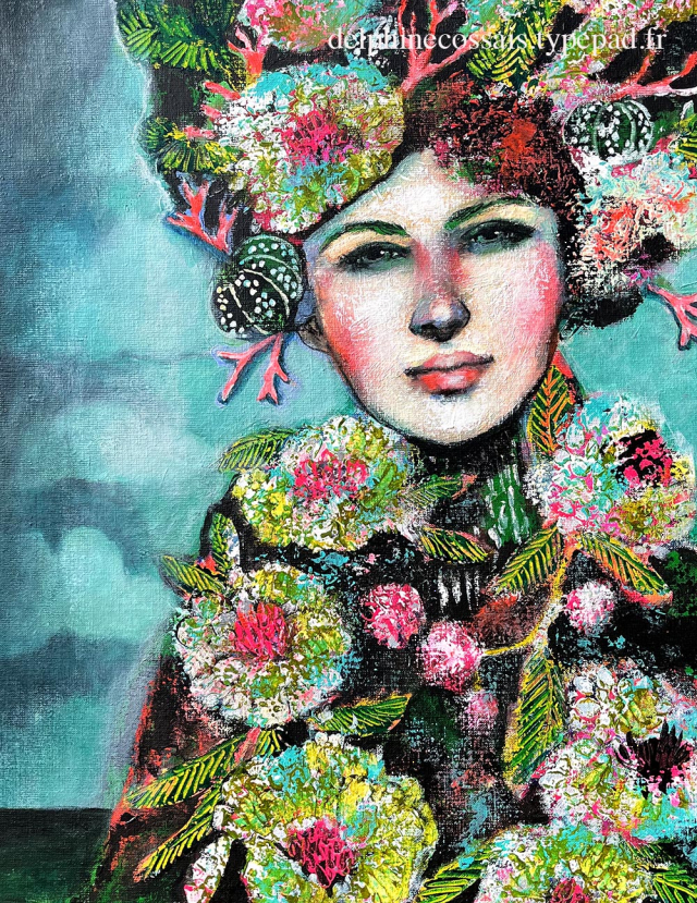 "La déesse-corail" 61x50cm / 980 eur