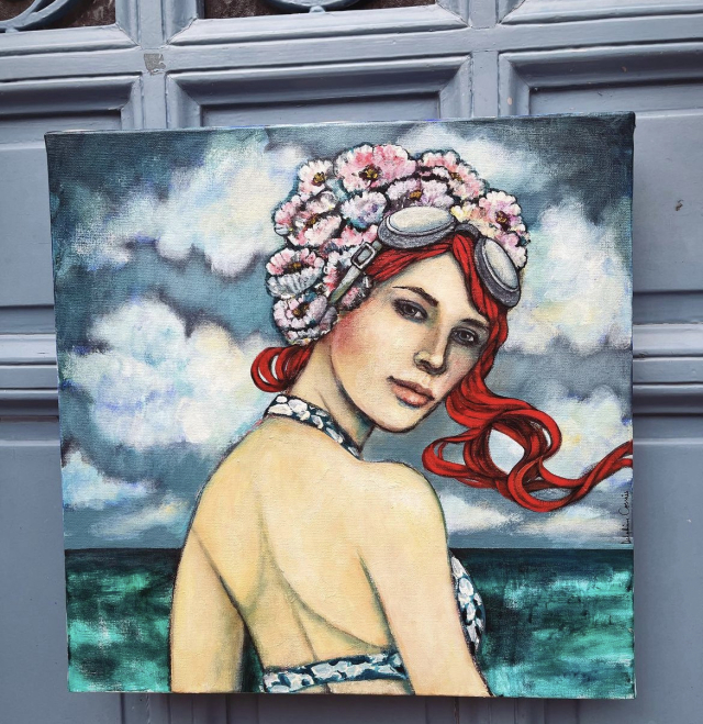 "La baigneuse de juin" 50x50 cm / 800 eur.