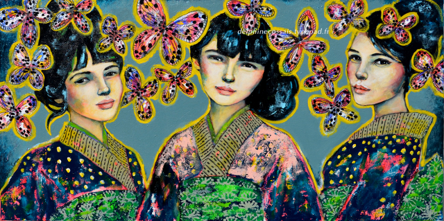 "Trois kimonos de soie"  120x60cm / 1800 euros.